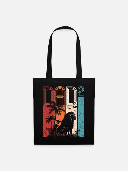 Löwe Familie Dad Hoch 2 Geschenk Papas Vatertag - Stoffbeutel - Schwarz