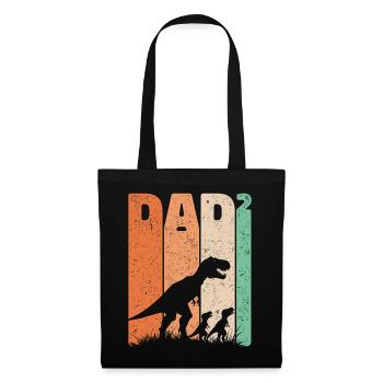Tyrannosaurus Papa Hoch Zwei Kinder Vater Geschenk - Stoffbeutel - Schwarz - Vorne