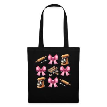 Coquette Bogen Backen Werkzeuge Bäcker Mom Mütter - Stoffbeutel - Schwarz - Vorne