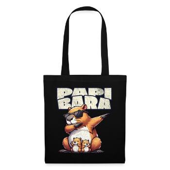 Papibara Capybara Père Papa - Sac en tissu - noir - Devant