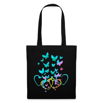 Retro Heart Hearts Butterflies Spring Valentine - Tote Bag - black - Front