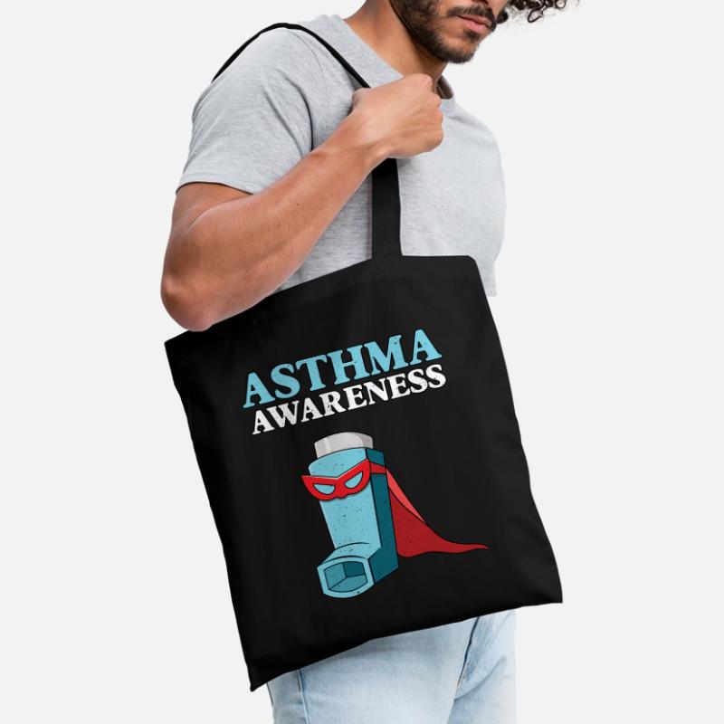 Asthma Bewusstsein Superheld Inhalator Motiv Stoffbeutel