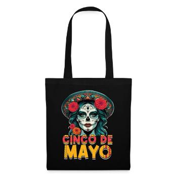 Cinco De Mayo Mystische Schönheit Mit Blumen - Stoffbeutel - Schwarz - Vorne
