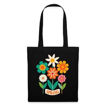 Printemps Fleurs Fleurs - Sac en tissu - noir - Devant