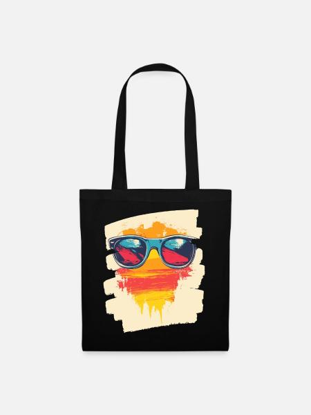 Sonnenbrille Sommer Palmen - Stoffbeutel - Schwarz