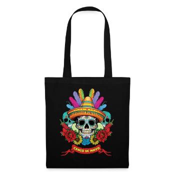Cinco De Mayo Mexikanischer Schädel Mit Sombrero - Stoffbeutel - Schwarz - Vorne