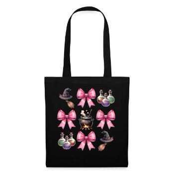 Coquette Arc Sorcière Chapeau Chaudron Spooky Halloween - Sac en tissu - noir - Devant