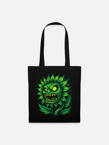 Dämonische Sonnenblume im Neonstil - Stoffbeutel - Schwarz