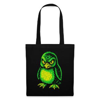 Three-eyed neon penguin with angry gaze - Tote Bag - black - Front