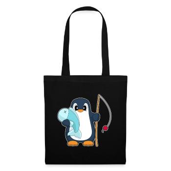 Pinguin Angler Fisch Angeln - Stoffbeutel - Schwarz - Vorne