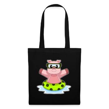 Pig Swimming Swimming Ring Summer - Tote Bag - black - Front