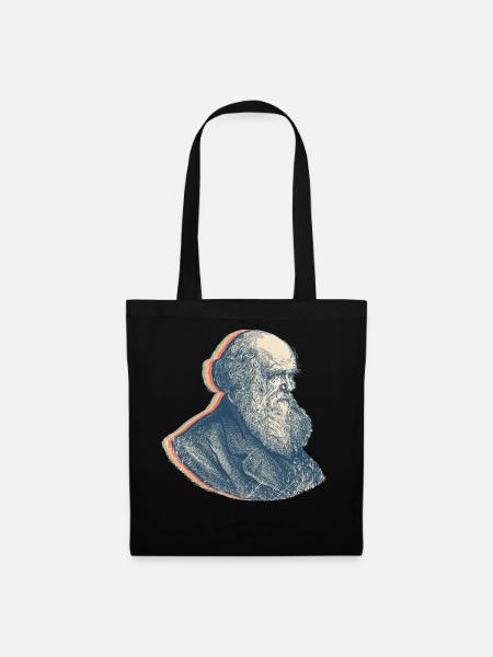 Charles Darwin Evolutionstheorie Retro-Linienkunst - Stoffbeutel - Schwarz