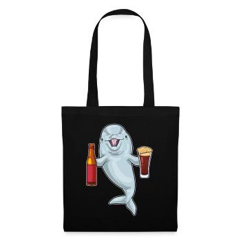 Bouteille de bière Dolphin - Sac en tissu - noir - Devant