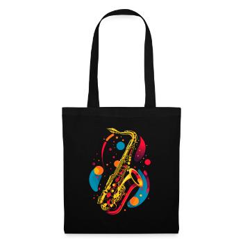 Graphisme pour saxophone - Sac en tissu - noir - Devant