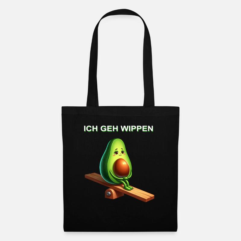 Avocado Wippe Comic süß vegan Spruch - Stoffbeutel - Schwarz