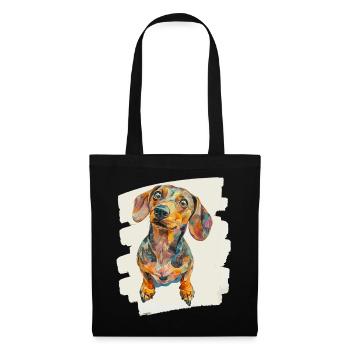 Teckel - Sac en tissu - noir - Devant