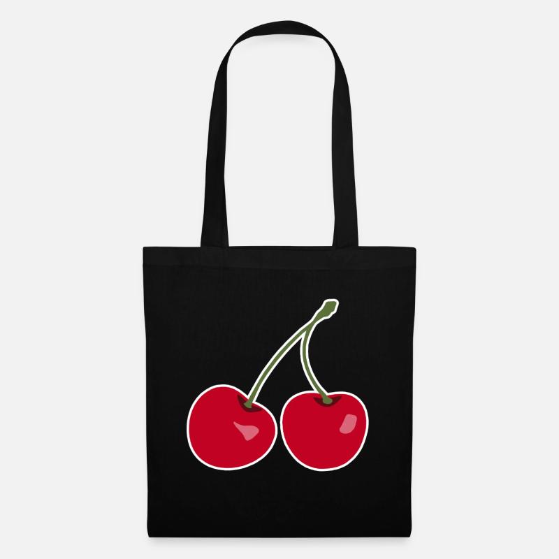 Kirsche, Rote Kirschen - Stoffbeutel - Schwarz