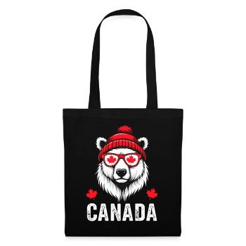 Ours du Canada avec chapeau et style érable - Sac en tissu - noir - Devant