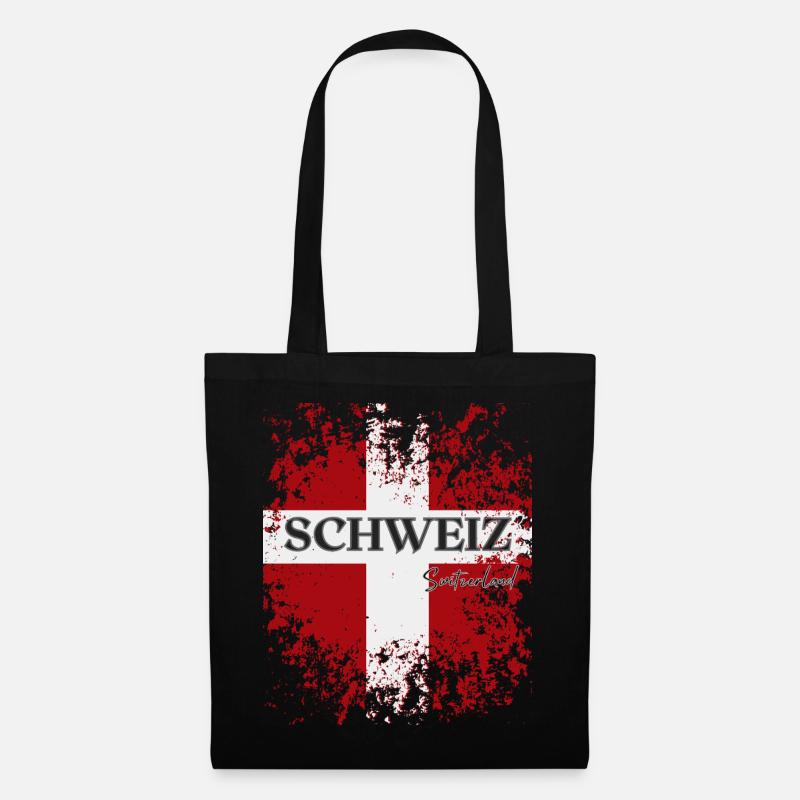 Flagge der Schweiz, Schweizer Stolz - Stoffbeutel - Schwarz