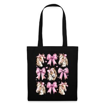 Coquette noeud Appaloosa Cheval Fille Maman Rose - Sac en tissu - noir - Devant