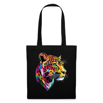 Leopard Panther Raubkatze Katze Panter Leoparden - Stoffbeutel - Schwarz - Vorne