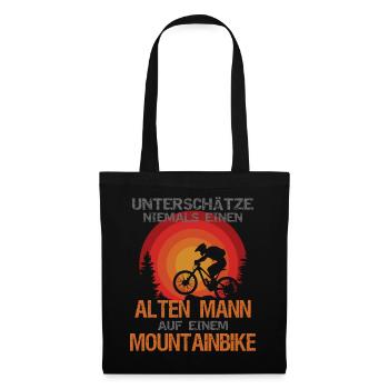 Lustiger Fahrrad Spruch alter Mann Mountainbike - Stoffbeutel - Schwarz - Vorne
