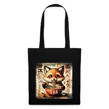 Ramen Fuchs Grunge Poster Style - Stoffbeutel - Schwarz - Vorne