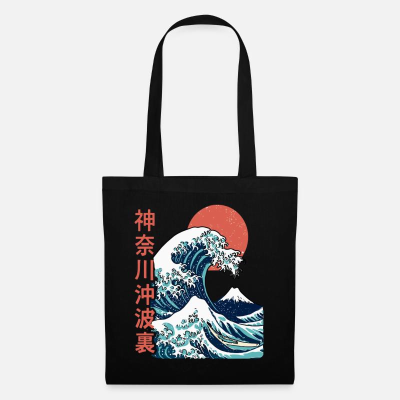Die große Welle vor Kanagawa - Stoffbeutel - Schwarz