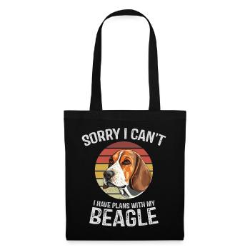 Illustration humoristique de beagle avec coucher de soleil rétro - Sac en tissu - noir - Devant
