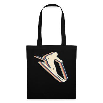 Skiing Ski Skier Retro Line Art - Tote Bag - black - Front