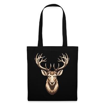 Chasse, chasse, chasse, chasse, cerf, bois de cerf, cerf, - Sac en tissu - noir - Devant