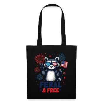 Raccoon Feral & Free Red White Feral 4th Of July - Tote Bag - black - Front