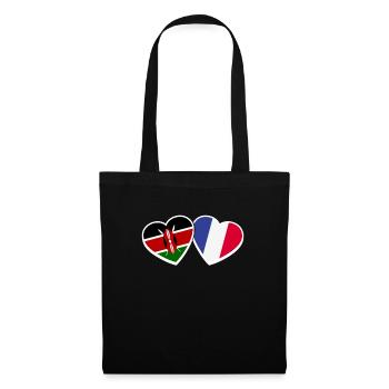 Kenia Frankreich Herz Liebe Flagge Kenianer - Stoffbeutel - Schwarz - Vorne
