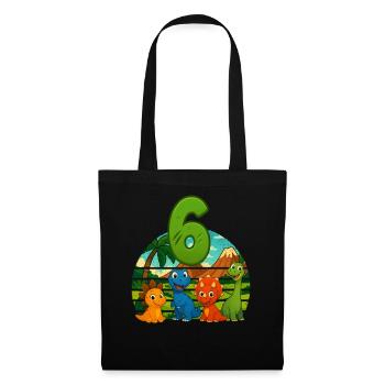 dinosaure 6e anniversaire enfants 6 ans cadeau - Sac en tissu - noir - Devant