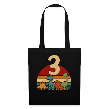 3 Years Retro Dinosaur Kids Birthday Dino - Tote Bag - black - Front