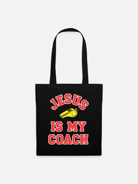 Jesus as a Coach Motivational Design - Tote Bag - black