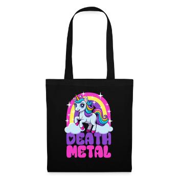 Einhorn Death Metal - Heavy Metal - Spruch - Stoffbeutel - Schwarz - Vorne