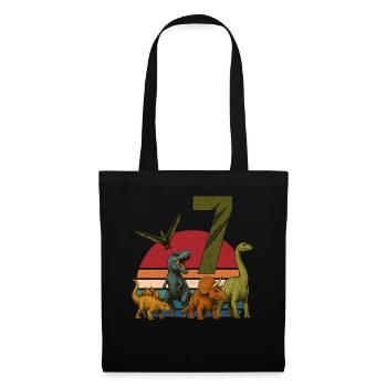 Dino Anniversaire 7 ans Cadeau Dinosaure Rétro - Sac en tissu - noir - Devant