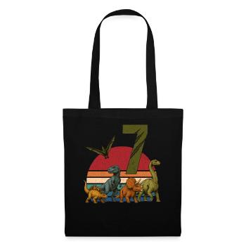Rétro dinosaure Dino anniversaire 7 ans cadeau - Sac en tissu - noir - Devant