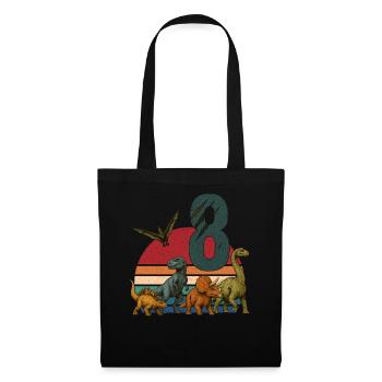 Rétro dinosaure Dino anniversaire 8 ans cadeau - Sac en tissu - noir - Devant