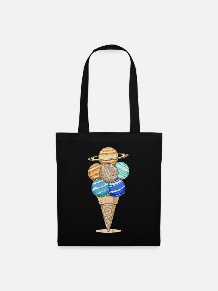Planeten Eiswaffel im Anime Stil - Stoffbeutel - Schwarz