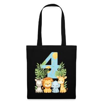 Jungle Animals Children's Birthday 4 Year Gift - Tote Bag - black - Front