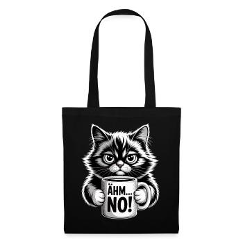 Um... No! Cat With Coffee Humor - Tote Bag - black - Front