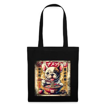 Ramen French Bulldog Dog Grunge Poster St - Tote Bag - black - Front