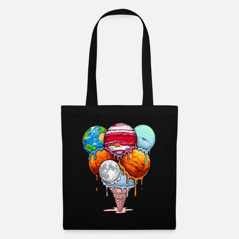 Planeten Eis Kugeln Kosmischer Genuss - Stoffbeutel - Schwarz