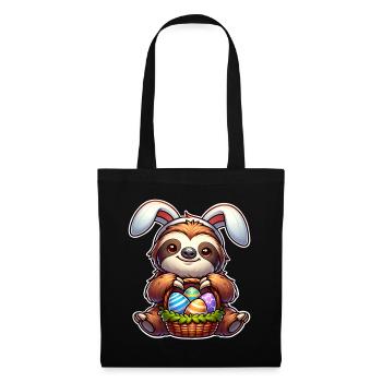 Ostern Faultier - Stoffbeutel - Schwarz - Vorne