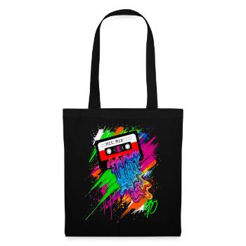 The 90s Sound - Graffiti Kassette Bunt Neon - Stoffbeutel - Schwarz - Vorne