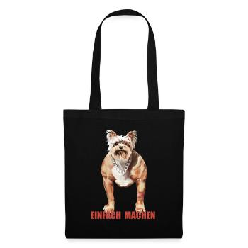 Humorvoller Doggynator mit Spruch - Stoffbeutel - Schwarz - Vorne