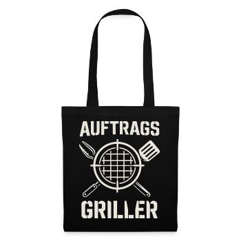 Auftrags Griller - lustiges Grill Shirt - Stoffbeutel - Schwarz - Vorne