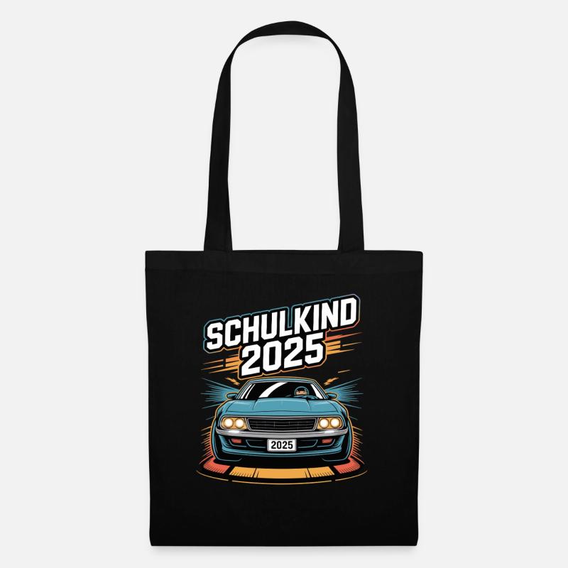 Einschulung Auto Schulkind 2025 Junge Rennauto - Stoffbeutel - Schwarz